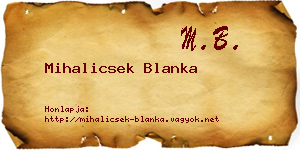 Mihalicsek Blanka névjegykártya